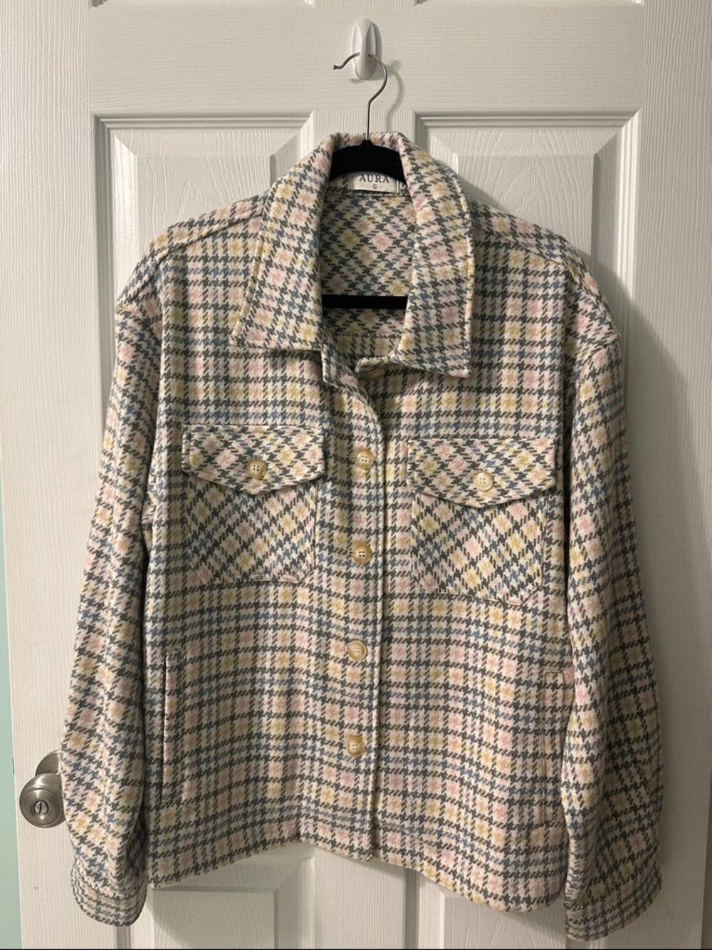 Pastel Plaid Shacket - Pink, Blue & Cream